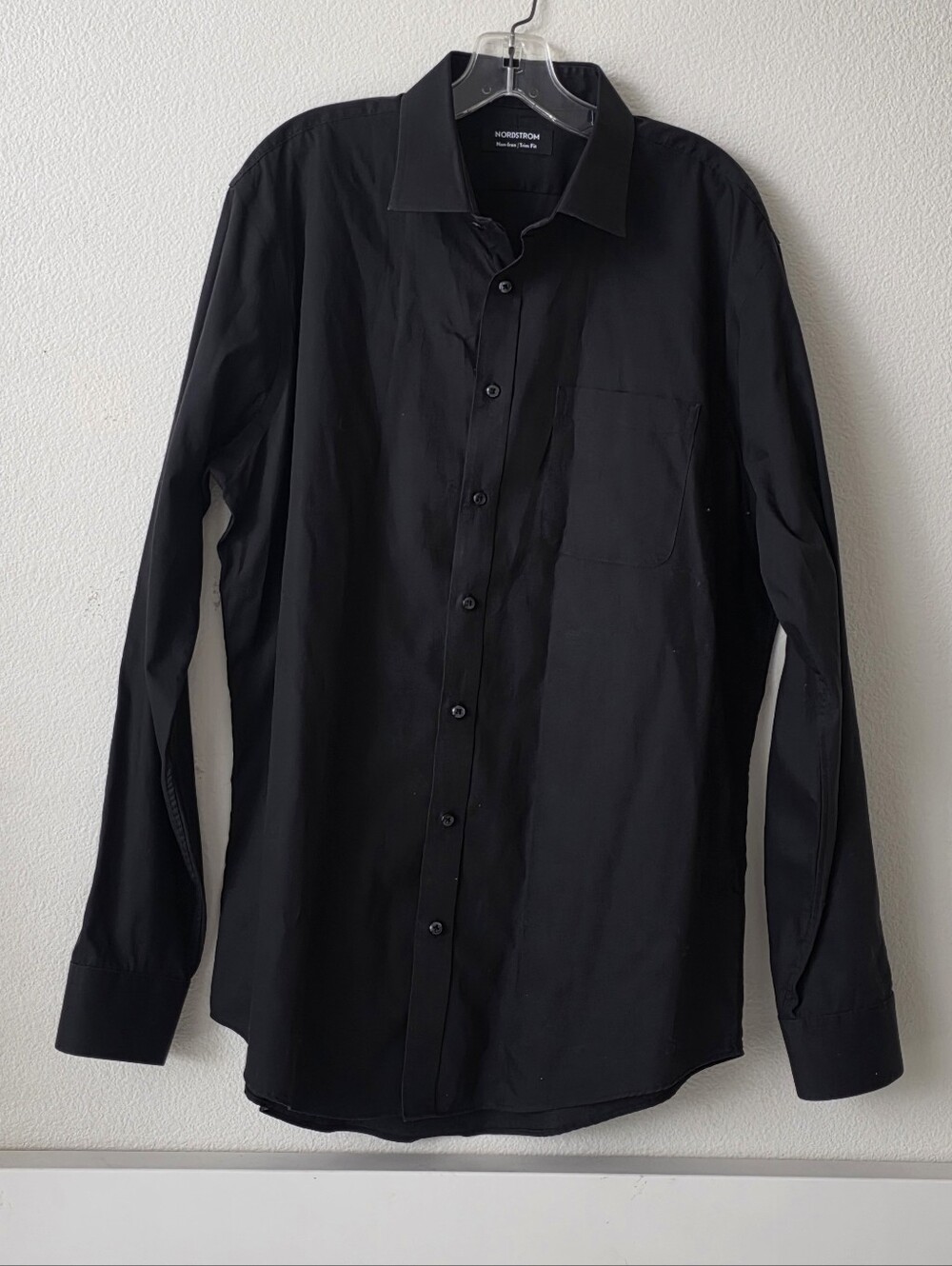 Nordstrom Men’s Non-Iron Trim Fit Black Dress Shirt